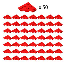 50 PCS Red Part 2450 Wedge Plate 3x3 Cut Corner Building Pieces Bulk Lot - £7.06 GBP