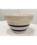 RRP Robinson Ransbottom Pottery 8&quot; Mixing Bowl Blue Stripes Roseville Ohio - £35.17 GBP