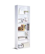Modern 5-Tier Bookcase Storage Shelf in White Wood Finish - $273.19