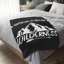 Adventure is Calling Wilderness Mountain Blanket - Black and White Explo... - £33.87 GBP+