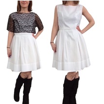 60s White Dress Black Lace Shrug Party S Vintage - £23.18 GBP