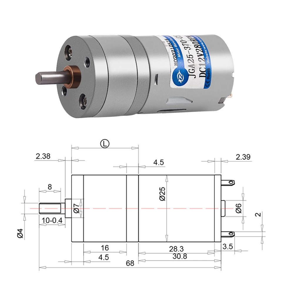 House Home JGA25-370 Miniature Geared Motor DC Motor 6V 12V 24V Electric Geared  - £19.54 GBP