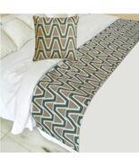 The HomeCentric Cotton Muted Green &amp; Mocha Brown Decorative Bed Runner a... - €57,31 EUR+