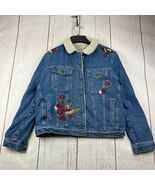 Mavi Small Cropped Fit Stretchable Faux Fur Sherpa Denim Jeans Jacket Wo... - $139.59 CAD