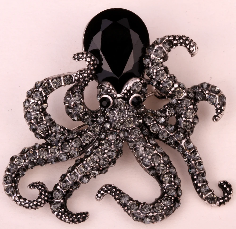 Octopus stretch ring antique gold silver color W crystal fashion scarf jewelry c - £17.96 GBP