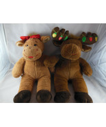 Build a bear Christmas boy Moose 19&quot; with lights + 16&quot; Girl Moose BAB Co... - £20.56 GBP