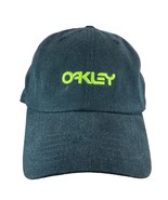 Oakley Men&#39;s Black With Green Raised Letter Adjustable Strap Cap - $12.20