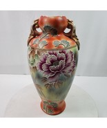 Antique Meiji Moriage Floral Rococo Hand Painted Vase 14 Inch Tall UNSIGNED - $798.00