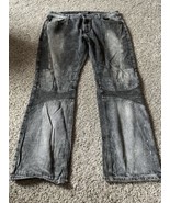 Imperious Mens Gray Denim Motto Straight Leg Button Casual Jeans 40W X 34L - $340.11 MXN