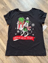 Disney Minnie Mouse Short Sleeve T-shirt Making Spirits Bright Girls Large - £6.88 GBP
