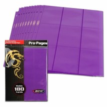 Pack Of 10 Bcw Sideload Pro 18-POCKET Binder Pages - Purple - £5.75 GBP