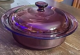 Vision Ware Corning Cranberry Ribbed Casserole 2.5QT 2.5L V-33-B Dish With Lid - $27.95