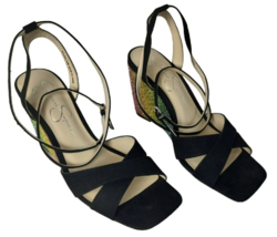 Jessica Simpson Arlisa2 Faux Suede Embellished Ankle Wrap Wedge Sandals 8.5 - £30.05 GBP