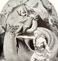 Siefried Slaying The Dragon Print Victorian 1894 Mythological Art DWT2 - £31.97 GBP