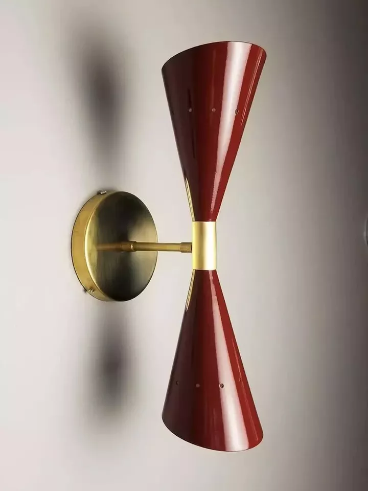 Mid Century Brass Wall Sconce Wall Light , Italian Stilnovo Inspired Mod... - €84,87 EUR