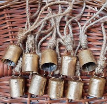 Highbix 10 Pcs. Of 4Cm Small Vintage Rustic Lucky Tin Metal Cow Bells Handmade - £21.49 GBP