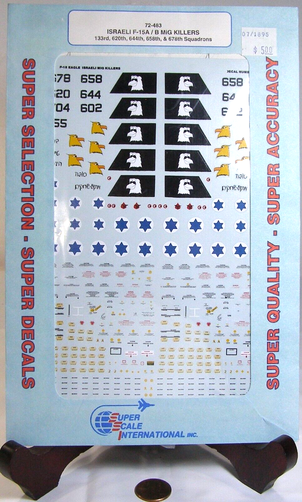 Super Scale Military Decals 72-483 Israeli F-15A/B Mig Killers 133rd+   S3I - $17.95