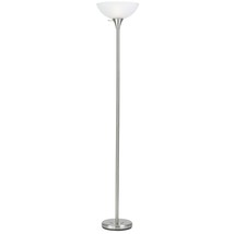 70" Nickel Torchiere Floor Lamp With White Frosted Glass Dome Shade - $3,161.81 MXN