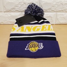Ultra Game One Size Official NBA LA Lakers Cuffed Pom Beanie Stitch GQMB963FLL - £23.90 GBP
