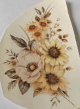 6 Mixed Flowers Waterslide Ceramic Decals  4.75&quot; - Vintage - $5.00