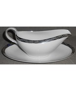 Mid Century FUKAGAWA Porcelain SILVER LICHEN PATTERN #917 2 pc Gravy Boat - £38.78 GBP