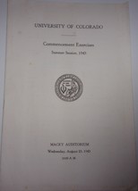 Vintage University of Colorado Commencement Exercise Program 1943 - $5.99