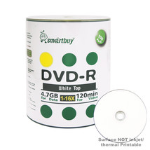 100 Pack Smartbuy 16X DVD-R 4.7GB 120Min White Top Blank Media Recordabl... - $22.99