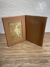 Vintage 1920&#39;s Black &amp; White Portrait Photograph Boy on Bike with Frame ... - $14.84