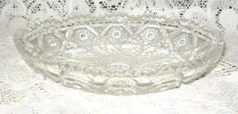 Early American Pressed Glass Oval Relish Dish- Hobstar Feather-Saw Tooth... - £8.78 GBP