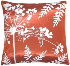 Pillow Decor - Red with White Spring Flower and Ferns 16" Pillow - £22.34 GBP