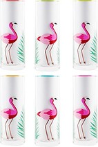 Home Essentials 6 Assorted 13oz Handpainted Flamingo Hiball Glass - $32.66