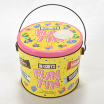 Vintage Hershey's Fun Tin Assorted Miniatures Empty Round Tin Can Bucket - £13.92 GBP