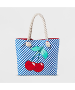 Cat &amp; Jack™ ~ Cherry on White &amp; Blue Striped ~ Cotton ~ Double Handled T... - $30.69 CAD