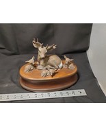 Vintage Hand-Painted Ceramic Deer &amp; 3 Fawns Dresser Valet Box Organizer - £14.86 GBP