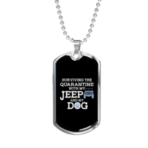 Surviving the Quarantine w My Dog Necklace Stainless Steel or 18k Gold Dog Tag  - £38.11 GBP+