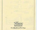 Kreis&#39; Restaurant Menu S Lindbergh St Louis Missouri 1994 - £13.93 GBP