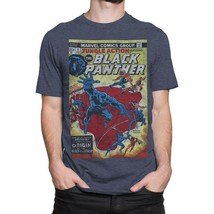 Black Panther Jungle Action #8 Cover Men&#39;s T-Shirt Heather Blue - £23.30 GBP+