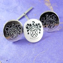 Andrew family crest Cufflinks Silver Black Enamel Tie Tack set wedding g... - £115.76 GBP