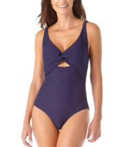NWT Anne Cole Navy Textured Twist Front One Piece Swimsuit 16 - £39.95 GBP