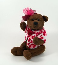 Dan Dee Bear Plush Brown Red Bow Jacket With Hearts Bow Collector&#39;s Choi... - $9.99