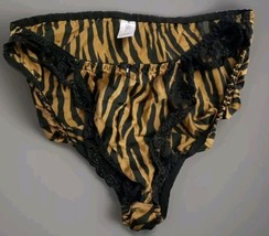 Vintage Silkscreen 80s Hi-Cut Flutter Lace Animal Print Lingerie Panties... - $148.50