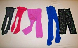 Baby Girl 6-12 Tights Lot Solid Cable Knit Footless Black Navy Royal Blue Pink - £23.54 GBP