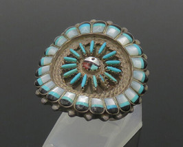 ZUNI 925 Sterling Silver - Vintage Turquoise Cocktail Ring Sz 6.5 - RG21550 - £143.80 GBP