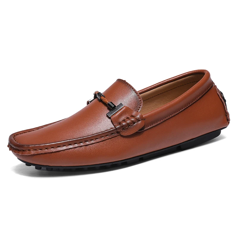 Hoes casual retro slip on shoes men loafers new moccasins genuine leather driving flats thumb200