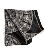 Black &amp; White Nature Deer Medallion Business Casual Scarf/Wrap 29&quot; x 63&quot; - $12.19
