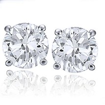 1.30 Ct Round Cut Moissanite Diamond Studs Earrings 14K White Gold Plated Silver - £69.83 GBP