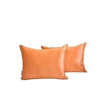 Lumbar Pillow Cover Set of 2 Solid - Orange Slub Satin - $20.95+