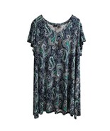 Tahari Women Dress 3X Blue Paisley My Perfect Shape Jersey Knit Midi Com... - $38.49