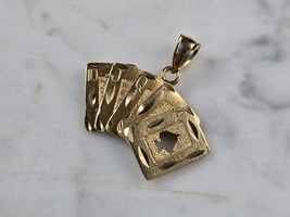 Womens Vintage Estate 10K Gold Royal Flush Poker Pendant 3.8g E4262 - $445.50