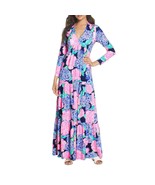 NWT LILLY PULITZER Martinique Stretch Maxi Dress MED Vneck Long Sleeve F... - $3,646.57 MXN